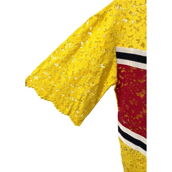 New Gucci Yellow Lace T-shirt Top Mini Dress Tunic Medium - Picture 4 of 8